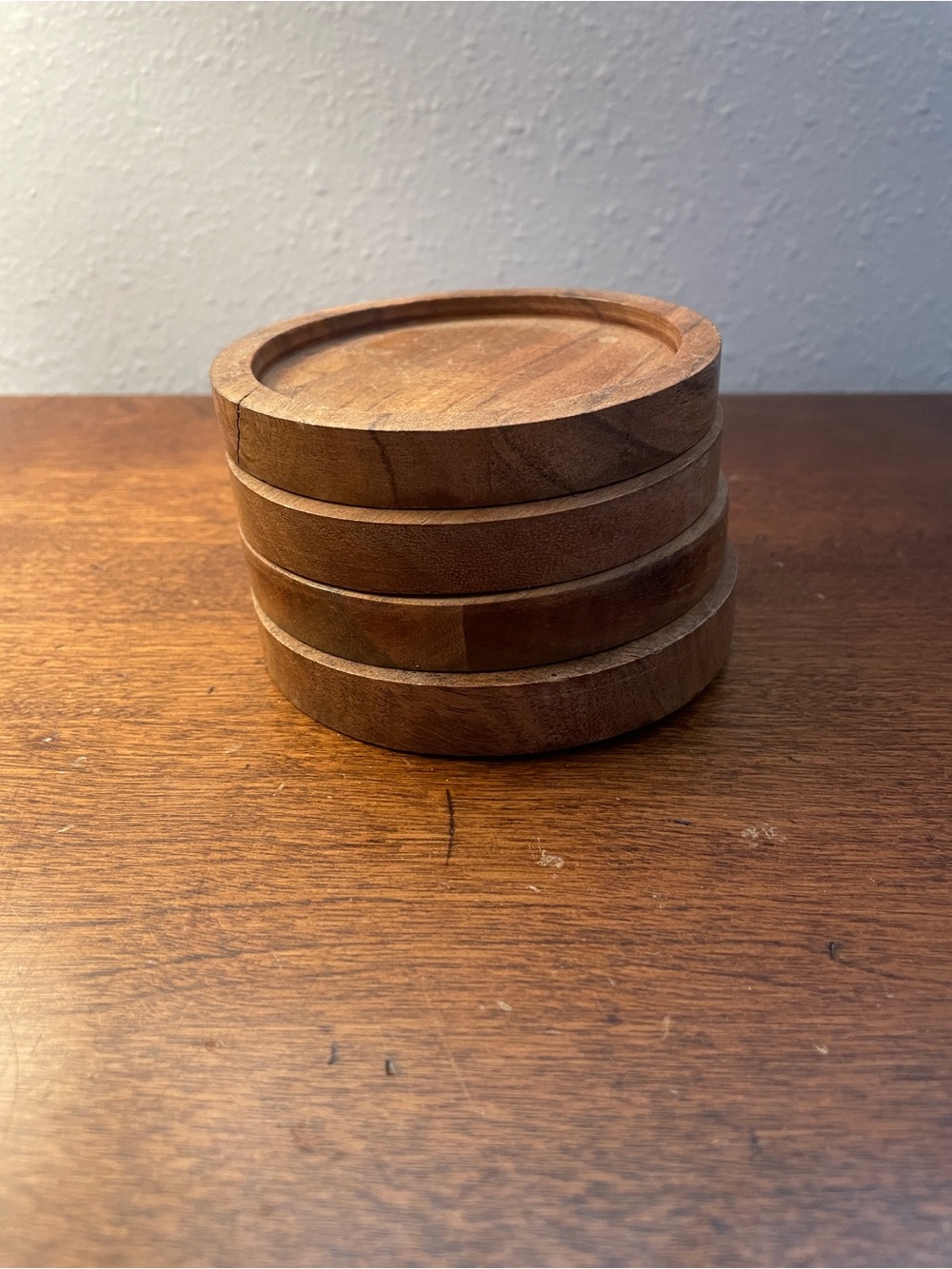 Handcrafted Wooden Coaster Set - Natural Brown